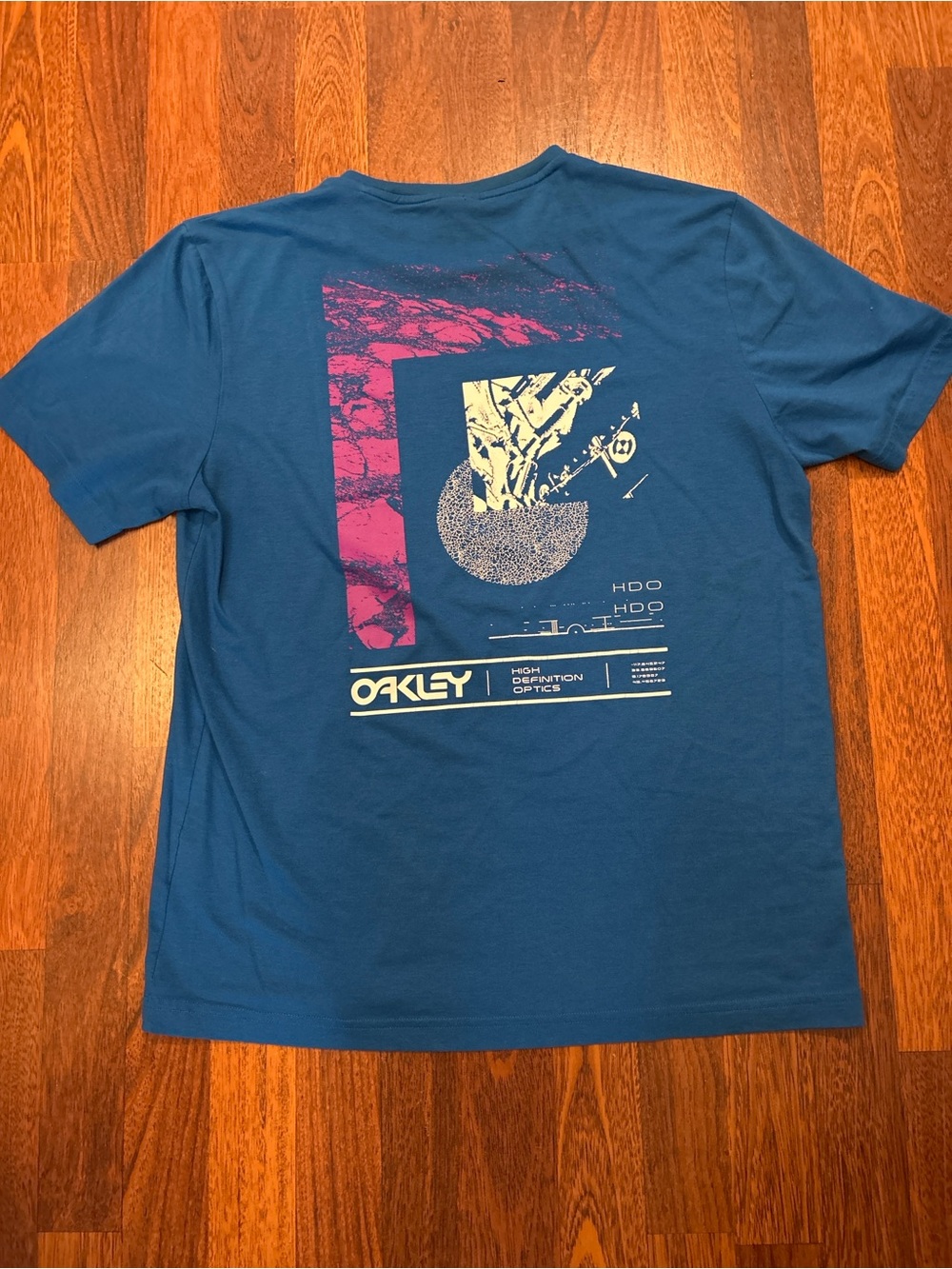 Oakley High Definition Optics Blue Graphic Tshirt Size Medium